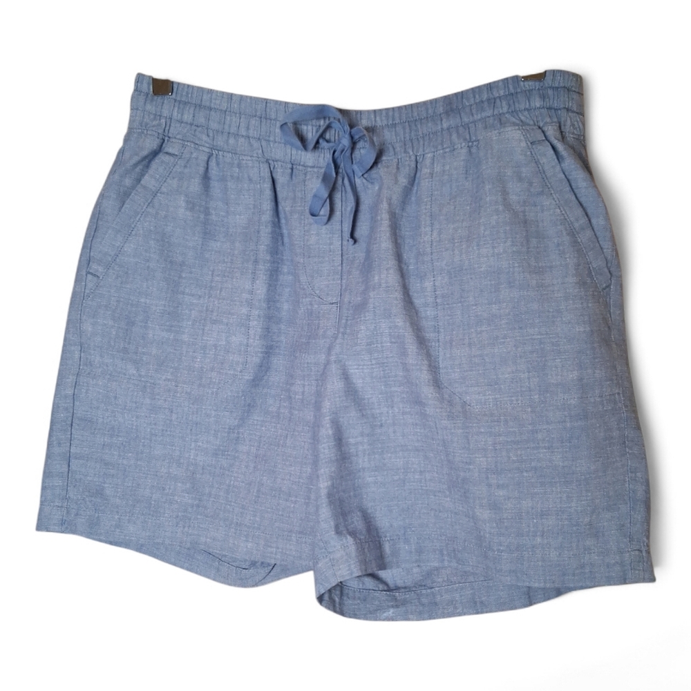 Talbots 100% Cotton Light Blue Drawstring Shorts 6" Size s